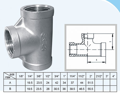 Il filo dell'accessorio per tubi della colata dell'acciaio inossidabile SS304 316 BSPT NPT ha avvitato il T