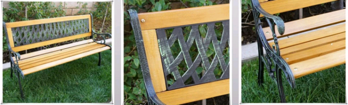 Il ferro ornamentale pubblico durevole parte la sedia di giardino all'aperto di legno del ghisa delle stecche